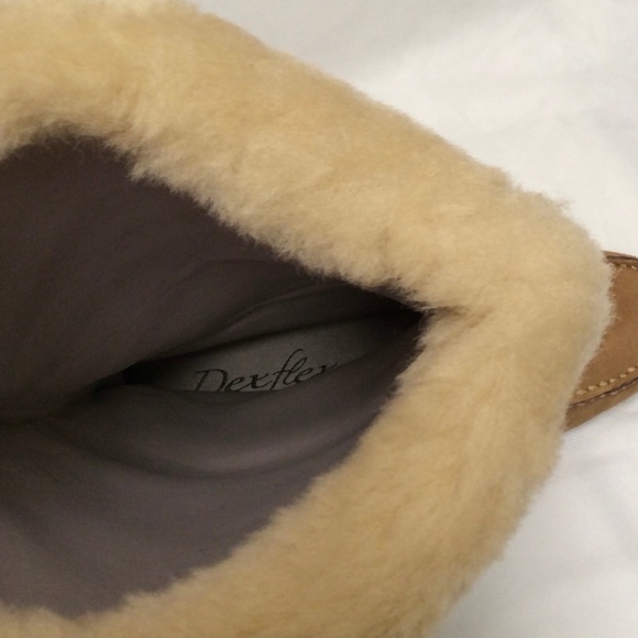 Dexter Tan Camel Shearling Sheepskin Boots Brown Suede Leather Winter Snow Boots - Picture 13 of 13